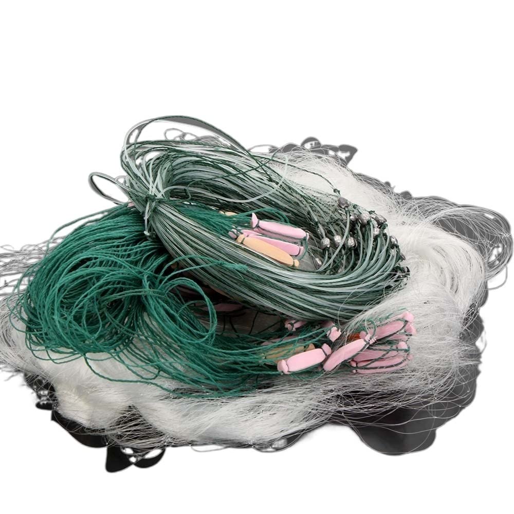 ZiYouao Monofilament-Angelfalle Fischereinetz 25m 3 Schichten Monofilament Fischfischnetz mit Schwimmer Stellnetz Zum Fischen(Color:Size 4 8cm)