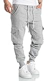 Amaci&Sons Herren Cargo Jogginghose Sporthose Sweatpants Jogger Trainingshose 2016 Hellgrau 3XL