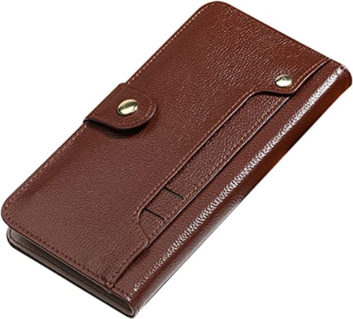 KANUZ Brieftaschen-Schutzhülle für iPhone 14 Pro, Premium-Echtleder, Kartenhalter, magnetischer Folio-Ständer, Flip-Case, stoßfest, Schutzhülle für iPhone 14 Pro (Farbe: Braun 2)