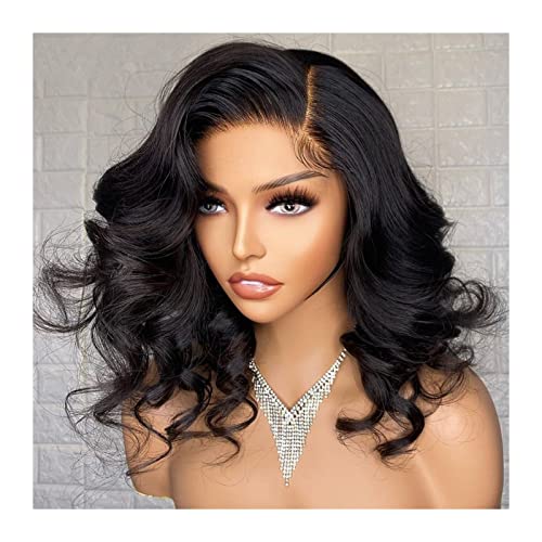 Perücken für Frauen Echthaar 360 13 x 4 Lace Front Perücke, vorgezupft, kurze Körperwelle, 5 x 5 x 1, T-Teil, Spitzenperücke mit Babyhaar, 8-14 Zoll, kurzwellige, lockige Spitzenperücke for Frauen für