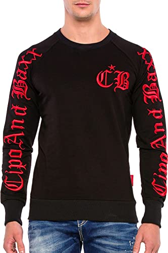 Cipo & Baxx Herren Sweatshirt Pullover Langarmshirt Longsleeve Sweater Shirt Pulli Red S