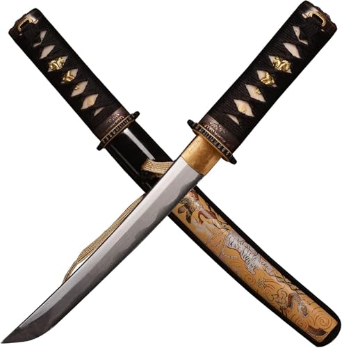 MAUXpIAO Handgeschmiedetes Mini Samurai Schwert Katana Tanto Japanisches Kleines Samurai Kurzschwert Full Tang Sharp 42 cm verfügbar katana/C/42cm