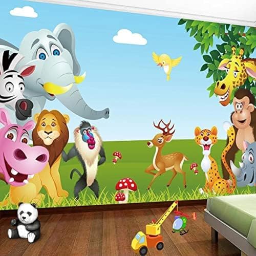 Cartoon Vogel Elefant Affe Tierwelt Kinderzimmer Kinderzimmer 3D Tapeten Wanddekoration Fototapete Sofas Wohnzimmer Wandbild Schlafzimmer-250cm×170cm