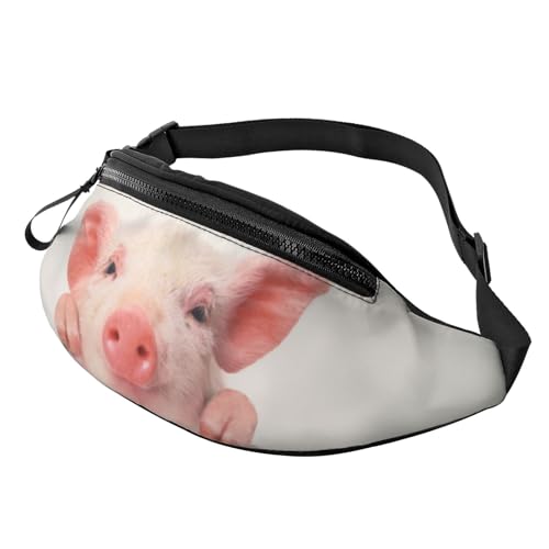 HSJFS Modische Hüfttasche mit rotem Totenkopf-Motiv, verstellbarer Gürtel, lässige Brusttasche, Süßes Schwein, Einheitsgröße