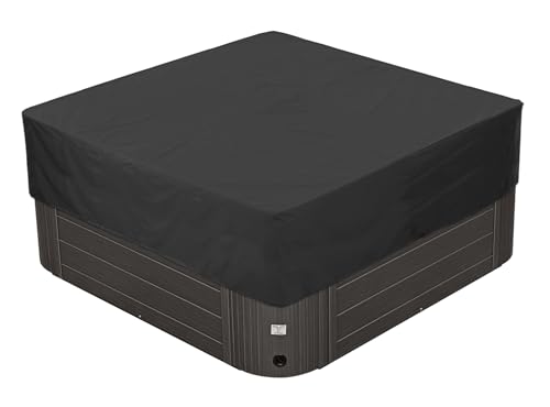 BaCover Outdoor Whirlpool-Abdeckung, 210D Oxford Garten Wasserdicht Staubdicht UV-geschützt Poolabdeckung Quadrat Spa Abdeckung,Schwarz,218x218x50cm