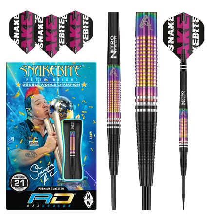 RED DRAGON Peter Wright Snakebite World Champion Tapered SE 21 Gram Professionelles Dart-Set mit Flights and Shafts (Stems)