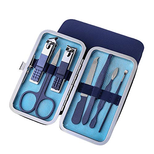 BONAD Zehennagelknipser 18/12/10/7 stücke cool blau Matte textur Edelstahl nagelclipper Set schönheit pediküre Messer professionell maniküre werkzeugsatz Nagelknipser-Set (Color : 7206A)