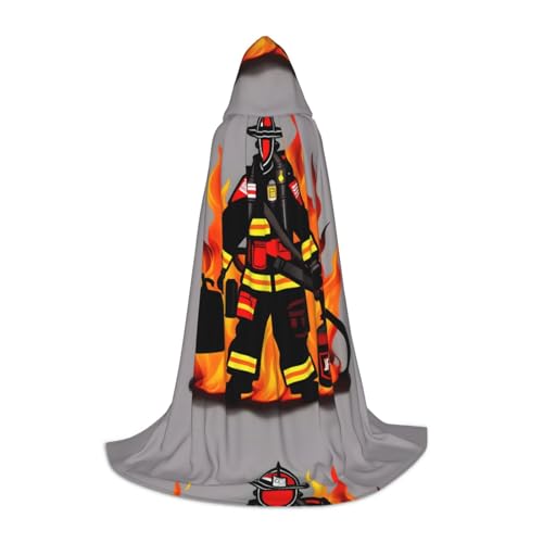 WURTON Feuerwehrmann-Druck, Halloween-Kapuzenumhang, Renaissance, Gothic, Umhang für Cosplay, Kapuzenumhang, Unisex