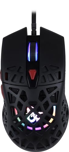 Konix Dungeons & Dragons Ultra Light 70 g Gaming-Maus, kabelgebunden, 7 DPI-Stufen, LED-Hintergrundbeleuchtung, Regenbogen – Schwarz