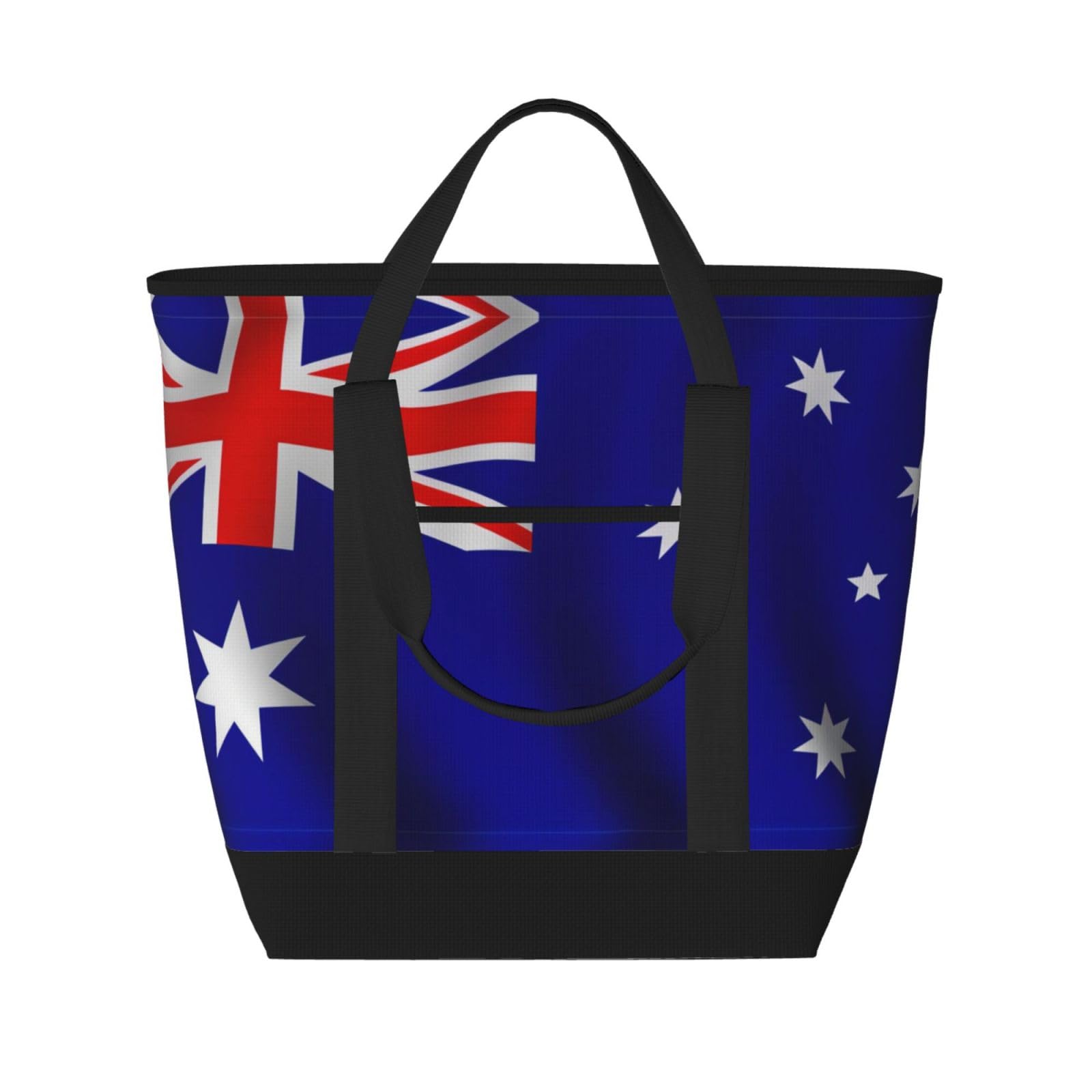 YQxwJL Einkaufstasche mit australischem Flaggenaufdruck, großes Fassungsvermögen, isolierte Lunchtasche, wiederverwendbare Einkaufstasche mit Reißverschluss für Damen und Herren