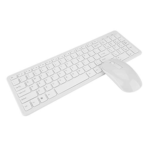 2.4G Wireless Tastatur Maus Set, 108 Keys Multifunktions Keyboard Mouse mit USB Empfänger für Laptop/Computer (Windowssystem), Ultradünne(weiß)