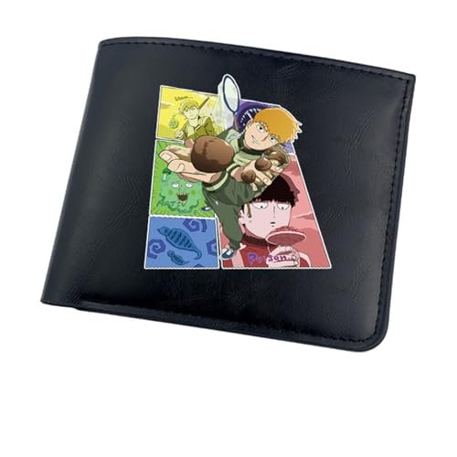 RYNDEX M-ob Psyc-ho 100 Anime-Geldbörsen, Cartoon-Münztasche Kleine Geldbörse, PU-Leder Geldbörse Brieftasche Wallet(Color:Black 13)