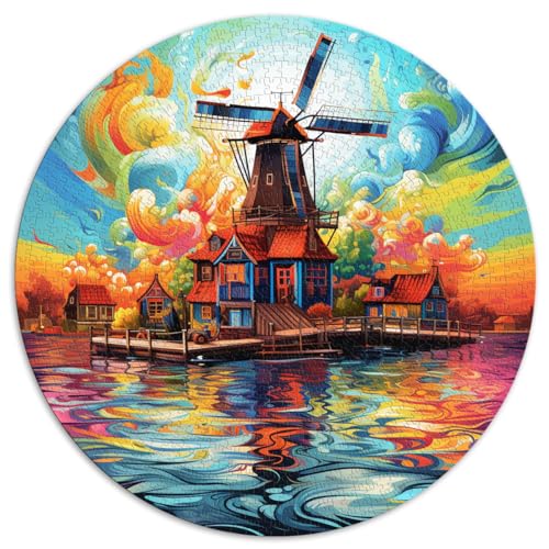 Puzzle für Zaanse Schans, 1000-teiliges Puzzle für Erwachsene, 26,5 x 26,5 Zoll, Entspannungspuzzlespiele, Denksportaufgaben, tolles