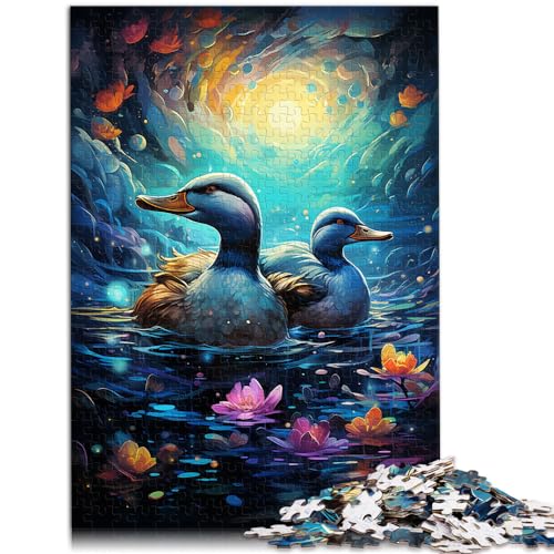 Puzzlespiel, farbenfrohe psychedelische Ente, 1000 extragroße Teile, Holzpuzzle, Wanddekoration, einzigartige Geburtstags, 1000 Teile (50 x 75 cm)