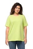 Ulla Popken Damen große Größen Übergrößen Plus Size T-Shirt, A-Linie, Rundhalsausschnitt, Halbarm limettengrün 62+ 807264403-62+