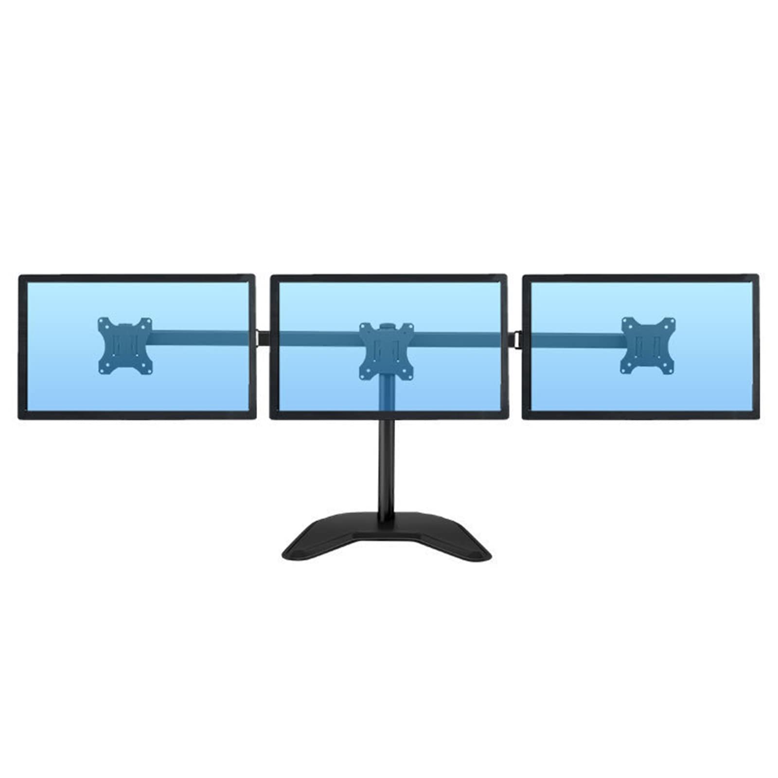 VSULZVNU Universal-TV-Ständer, Dreifach-Monitorständer, voll verstellbare Schreibtischhalterung für drei Monitore, passend für 3 Bildschirme bis zu 68 cm, abnehmbare VESA-Halterung,