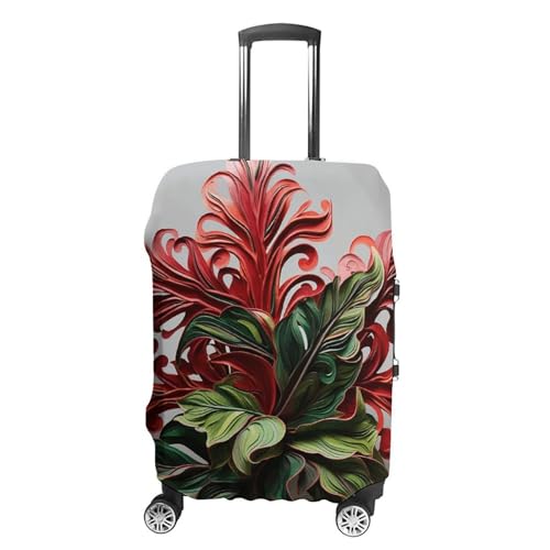 CSGJMYGS Reisegepäckabdeckung, elastisch, waschbar, modisch, kratzfest, rote und grüne Blumen, Kofferschutz, passend für 45,7 - 81,3 cm Gepäck, rote und grüne Blumen, XL, Rote und grüne Blumen, XL