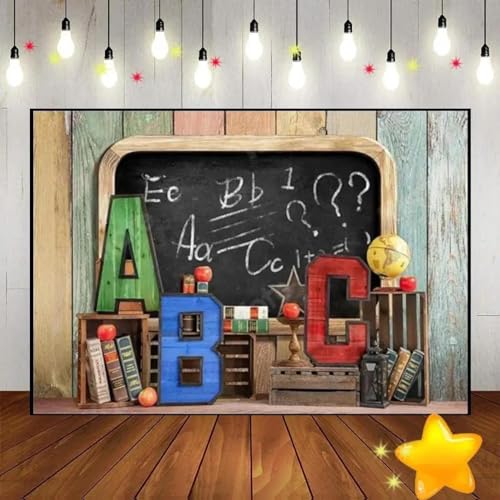 Welc e Schule Bunt Holz Wand ABC Party Hintergrund Baby Party befreit Geburtstagsdekoration Überraschung Banner 240X180cm