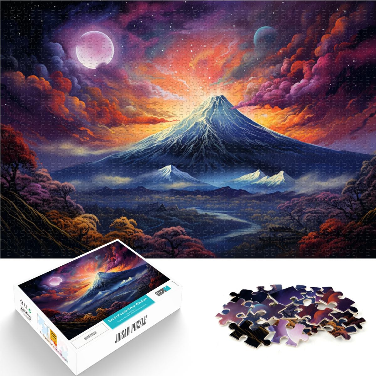 Puzzle für farbenfrohes Mount Fuji-Puzzle für Erwachsene, 1000-teiliges Holzpuzzle ganze Familie und Dieses 1000-teilige (50 x 75 cm)