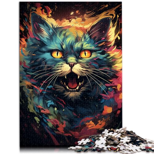 Puzzles, Geschenke, Spielzeug, Bunte psychedelische Katzen von Demonic Cosmic Cats, 1000 Puzzles für Erwachsene, 1000 Teile, Holzpuzzle zum Stressabbau, 1000 Stück (50 x 75 cm)