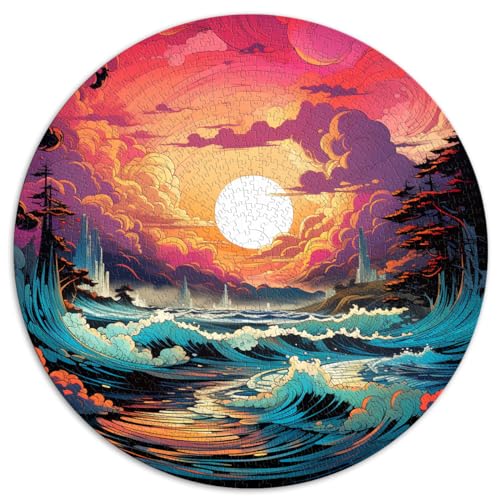 Puzzles Vaporwave Beach Puzzles für Erwachsene 1000 Teile 67,5x67,5cm Denksportaufgabe Spiel Spielzeug Puzzles Lernspiele Stressabbauende Puzzles