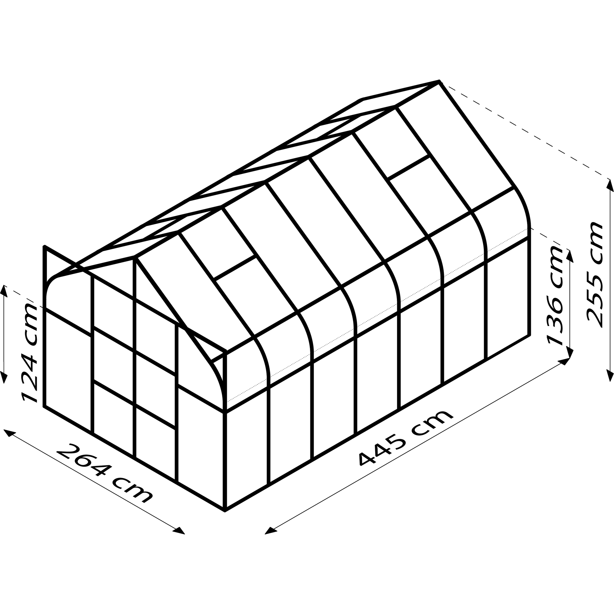 Vitavia Gewächshaus 'Diana 11500' 11,5 m² 254,4 x 441 cm 3 mm Sicherheitsglas aluminiumfarben 3