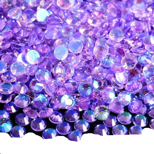 Bulk Flatback Strasssteine, Kristall Hotfix, 1440 Stück Hotfix-Strasssteine, Nicht-Hotfix-Strasssteine, Glitzer-Strasssteine, Kristall-Strass-Diamant-Nagel-Charms, Nagelkunst-Dekorationen(Lt. Violet A