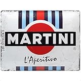 Nostalgic-Art Retro Blechschild, 30 x 40 cm, Martini – L'Aperitivo Racing Stripes – Geschenk-Idee als Bar-Zubehör, aus Metall, Vintage Design