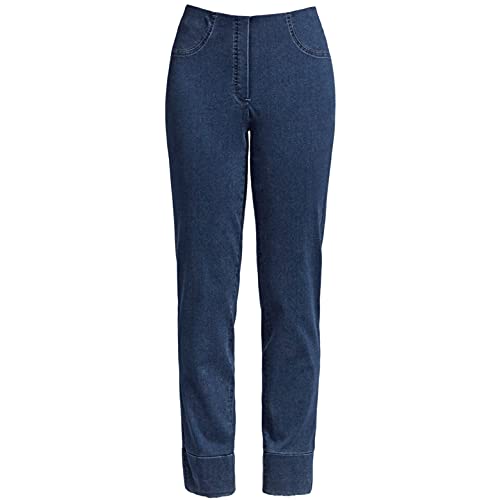 Robell Style BELLA09-7/8 Damen Jeans Straight - Jeanshose Damen high Waist - Stretch Jeans Hose mit Aufschlag und Gesäßtaschen - Bitte Zwei Größen Kleiner bestellen - Denimblue, 36