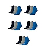 PUMA 15 Paar Unisex Quarter Socken Sneaker Gr. 35-49 für Damen Herren Füßlinge, Farbe:277 - blue/grey mélange, Socken & Strümpfe:39-42