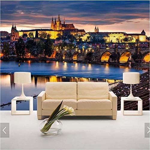 XLMING Gewölbte Brücke Stadt Nachtlandschaft Gemälde 3D Tapeten Home Esszimmer Sofa Schlafzimmer Wohnzimmer TV Hintergrund-250cm×170cm