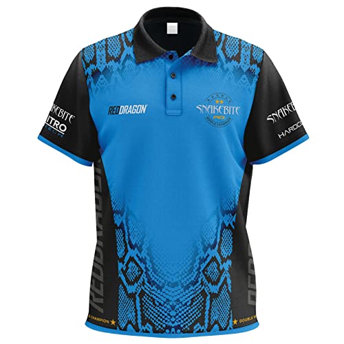 RED DRAGON Peter Wright Snakebite DWC Tour Polo Dart Shirt, blau, XX-Large