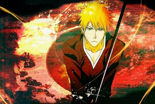 HfmQuisutron Jigsaw Puzzle 1000 Teile Klassische Japanische Kampf-Action-Animation Kurosaki.Ichigo Poster Holzpuzzle Für Holz Spielzeug Für Erwachsene Dekompression Spiel Ka113Qp