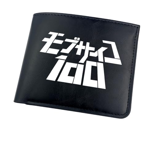 RYNDEX M-ob Psyc-ho 100 Anime-Geldbörsen, Cartoon-Münztasche Kleine Geldbörse, PU-Leder Geldbörse Brieftasche Wallet(Color:Black 15)