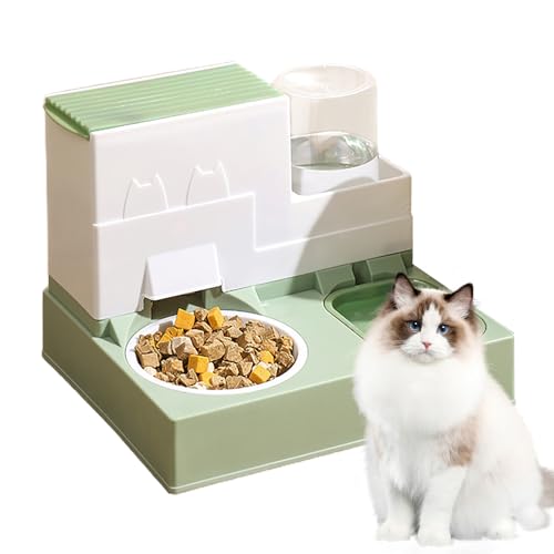 CQSJX Automatische Futternäpfe für Hunde und Katzen, Doppelnäpfe für Hunde und Katzen,Automatisches Futter- und Wassernapf-Set für Katzen | 2-in-1-Set mit automatischen Futternäpfen für Haustiere für