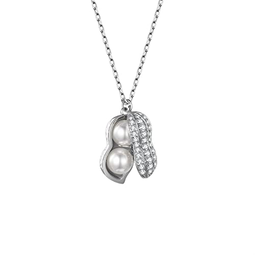 Halskette Kreative Nussbaum Halskette aus 925 Sterling Silber Modisch Licht Luxus Schmuck Halskette Geschenk für Mama und Ehefrau Halskette Damen (Farbe: silber), Leder