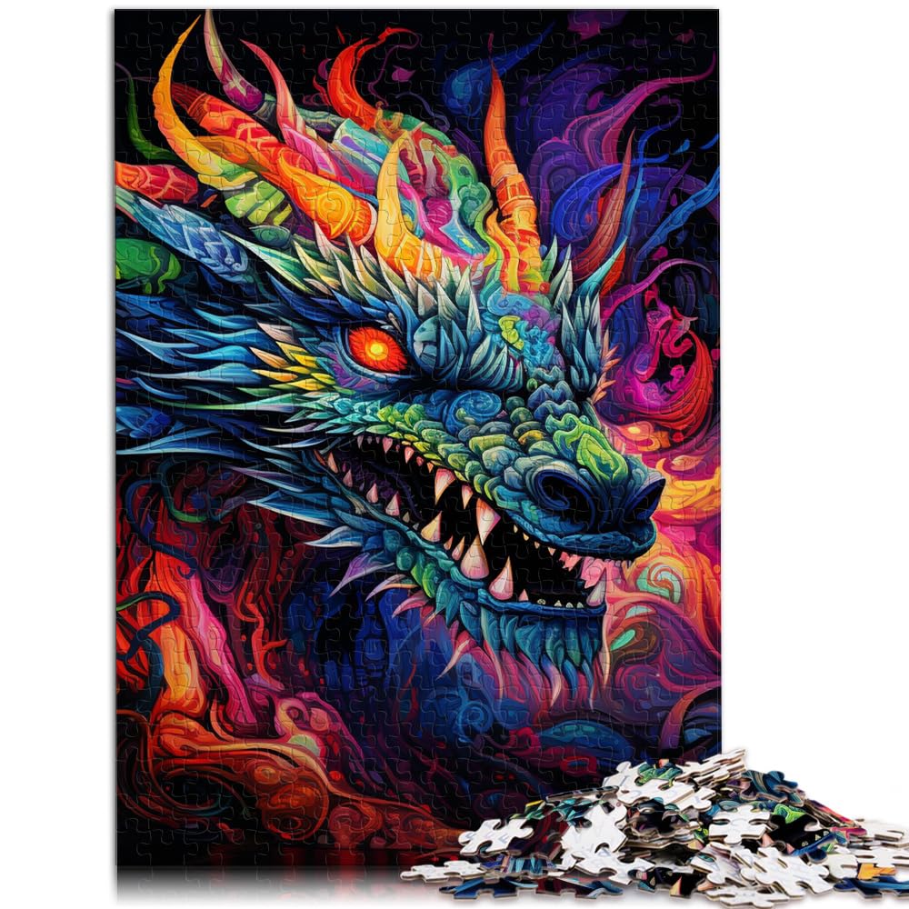 Puzzlespiel „Psychedelic Art Dragon“ 1000-teiliges Puzzle für Erwachsene. Holzpuzzle ganze Familie und die 1000 Teile (50 x 75 cm)