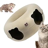 Großes Katzentunnelbett, Kratzfestes Katzen-Donut-Bett, Katzentunnel für Indoor-Katzen, Katzentunnel-Höhlenbett mit Reißverschluss-Design, interaktives Katzenspielzeug für Katzen und Kätzchen, bis zu