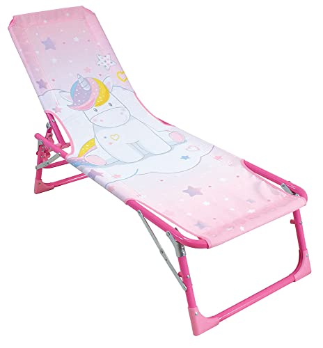 Fun House Liegestuhl mit langem Sitz, faltbar, 112 x 40 x 40 cm, für Kinder, Rosa