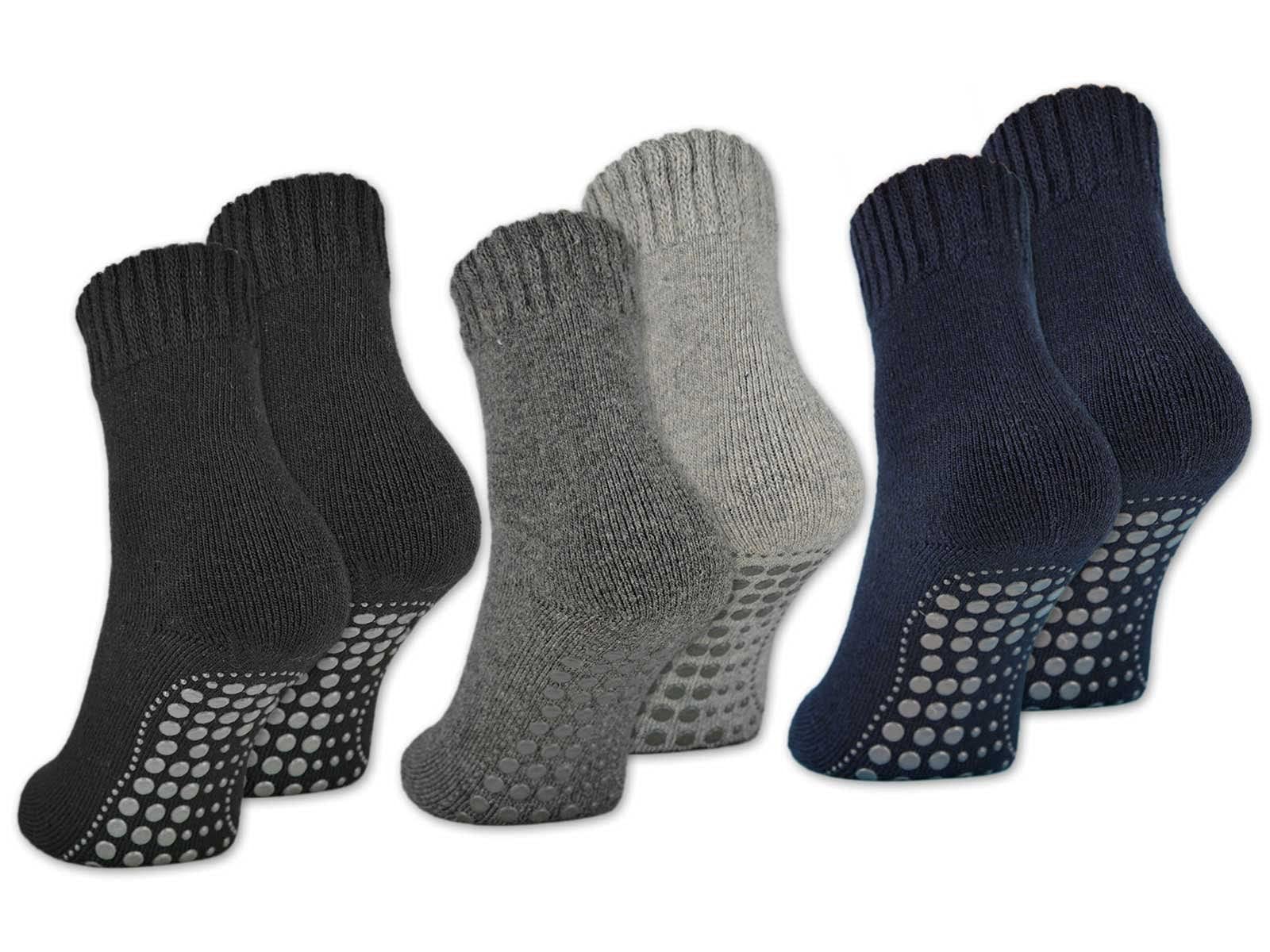 2 | 4 | 6 Paar ABS Socken Herren Damen Anti Rutsch Socken mit Wolle 21463 (Farbmix 6 Paar 35-38)