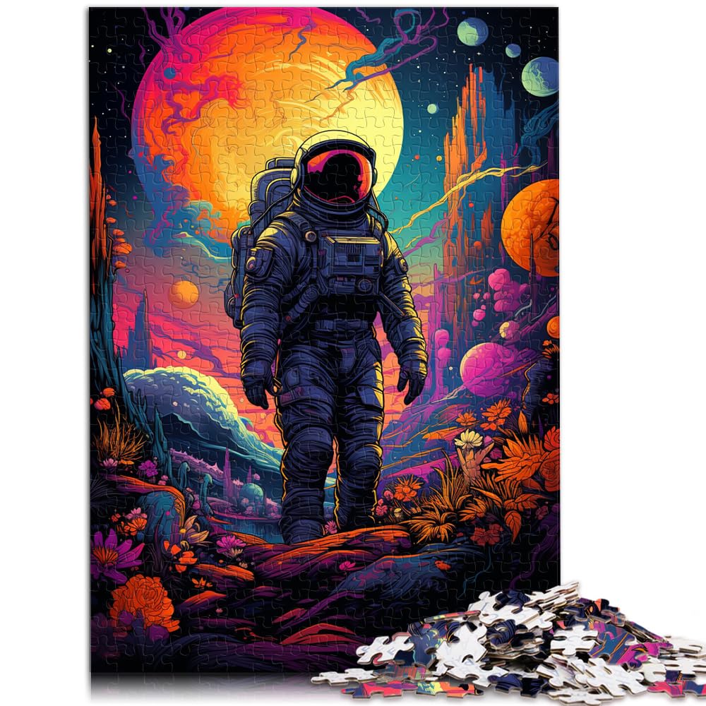 Puzzle zum Verschenken, farbenfrohe Psychedelia für Weltraum-Astronauten, 1000-teiliges Puzzle für Erwachsene, Holzpuzzle, anspruchsvolles Spiel, 1000 Teile (50 x 75 cm)