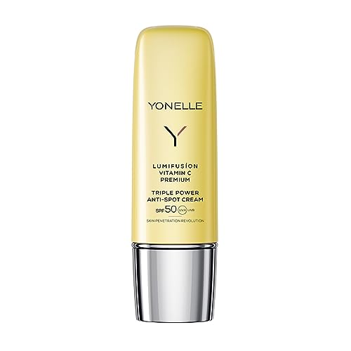 YONELLE Gesichtscreme mit Vitamin C LUMIFUSION - Tagescreme mit LSF 50 - SPF 50 Face Cream - Gesichtspflege - Dreifach aktive Creme gegen Pigmentflecken - mit Antioxidantien - 50 ml