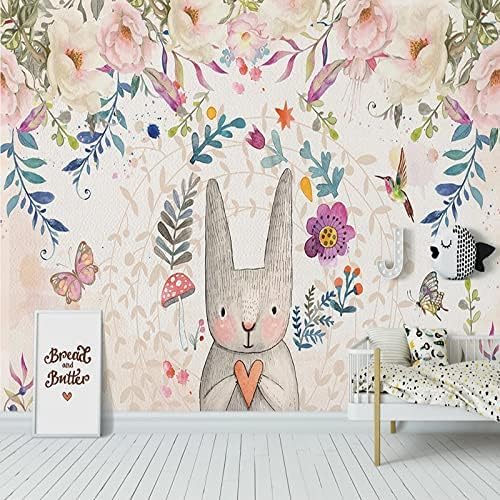 XLMING Cartoon Hase Blume Kinder 3D Tapete Home Dekoration Wohnzimmer Sofa Schlafzimmer Tv Hintergrund Wand-400cm×280cm