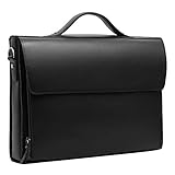 Leathario Herren Echtleder Aktentasche Ledertasche Laptoptasche für Business Vintage Schwarz