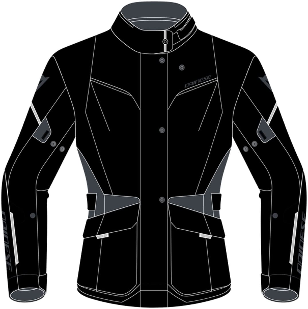 Dainese - Tempest 3 D Dry Lady, Motorradtourenjacke Für Damen, Wasserdichte Jacke, Herausnehmbares Thermofutter, Schulter Und Ellbogenschutz, Schwarz/Schwarz/Ebony, 40