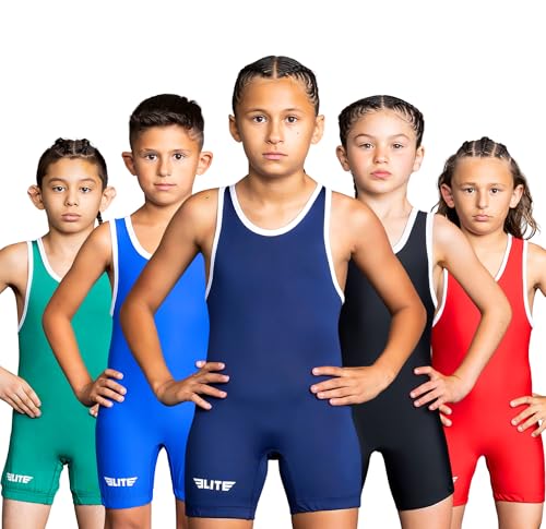 Elite Sports Kinder Wrestling Youth Singlet Standard Jungen Wrestling Singlets, navy, Medium