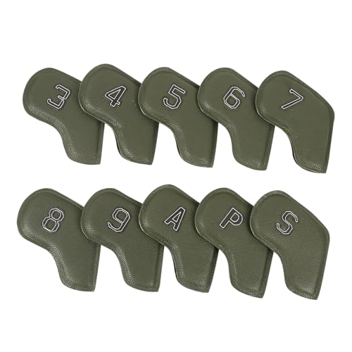 Eladcncmc 10Pcs Golfplätze Eisen Kopf Schutzhülle PU Leder Imprägniert Golfplätze Eisen Kopf Abdeckung Golfplätze Zubehör Geschenke Für Golfer