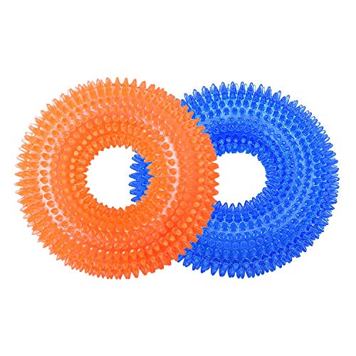 BZVCRTYKL Langlebiges Kauspielzeug for Hunde, Beißring, interaktives, quietschendes Training, Spielzeug for Haustiere, DT036, Ring, Blau/84 (Color : Rings-2 Pack, Size : 5")