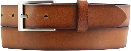 BELTINGER Herren-Gürtel Vintage-Look 3 cm | Jeans-Gürtel aus Vollrindleder für Herren 30mm | Mit geschwärzten Kanten | Cognac 85cm