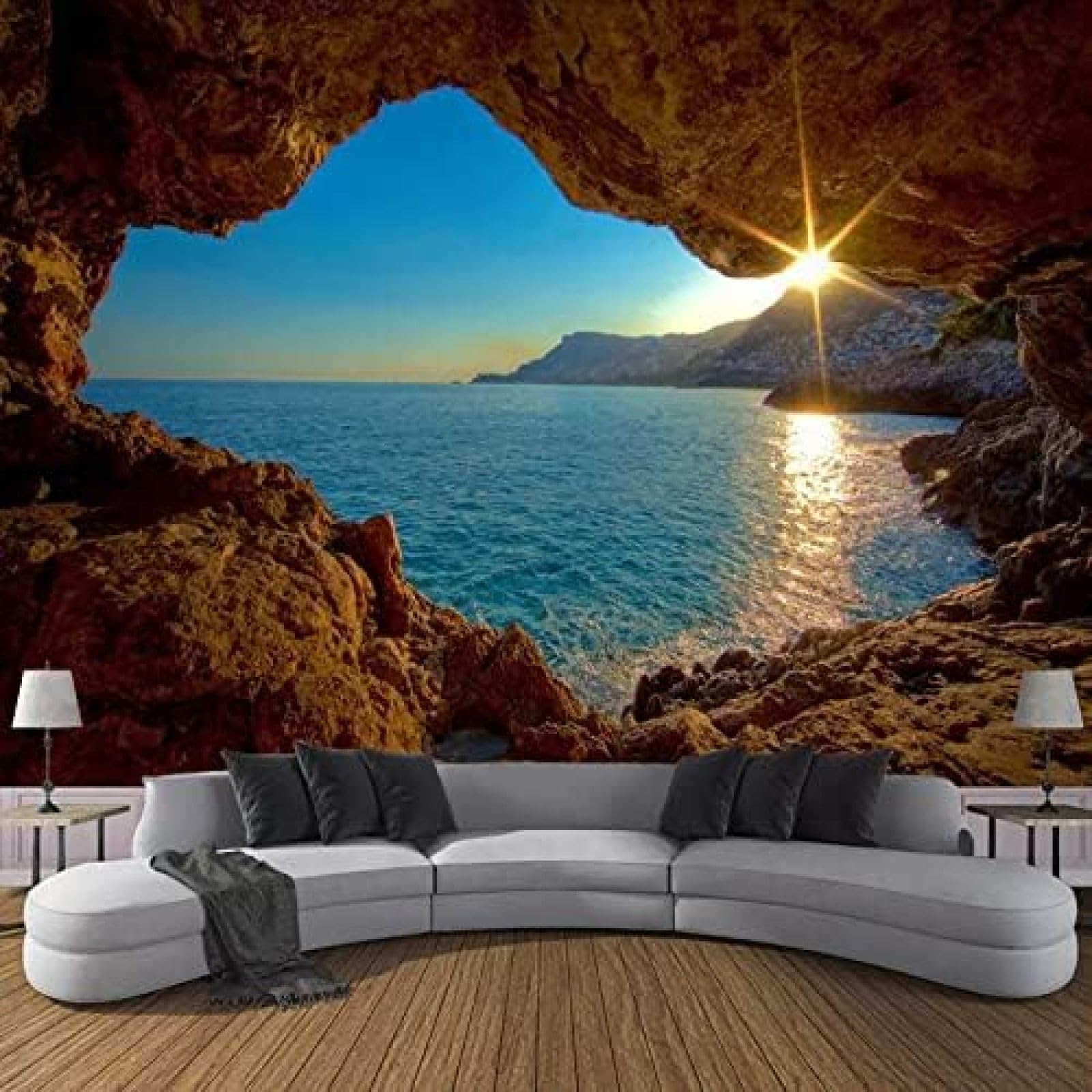 XLMING Sonnenaufgang Seelandschaft Kunst Landschaft 3D Tapete Wohnzimmer Sofa Schlafzimmer Esszimmer Home Dekoration Wand-250cm×170cm